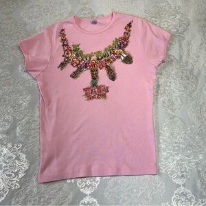 Jimmy Buffet Vintage 2003 Tiki Time Tour Short Sleeve Shirt Pink Size M/L